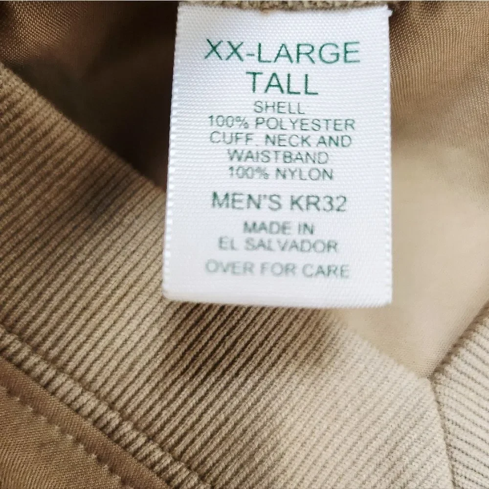 L.L.Bean Mens Golf Windbreaker V Neck Pullover Long Sleeve Top Tan Size XXL Tall